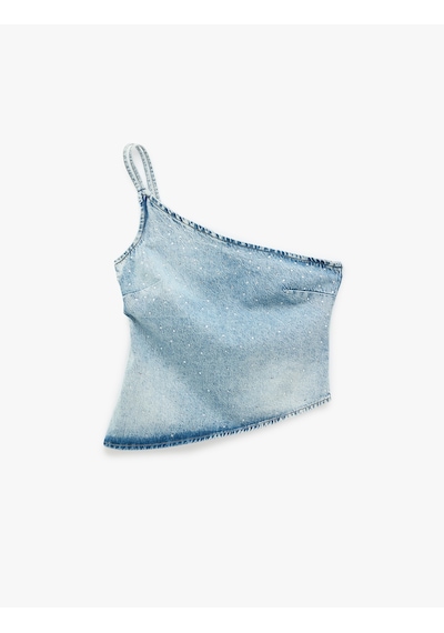 Koton Rahat Kalıp Taş Detaylı Pamuklu Fermuarlı Askılı Asimetrik Denim Bluz Açık İndigo 6sal30035md Koton Rahat Kalıp Taş Detaylı Pamuklu Fermuarlı Askılı Asimetrik Denim Bluz Açık İndigo 6sal30035md