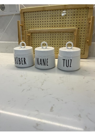 Porselen Baharatlık Kavanoz Takımı, 3 Parça, 400 Ml Çok Renkli