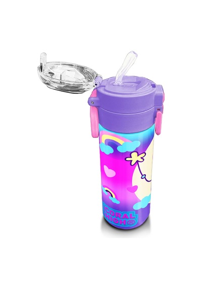 Coral High Kids Renkli Batik Unicorn Dondurma Desenli Pipetli Ve Direkt İçim Çelik Termos 500 Ml 31801 1 Kat Pembe