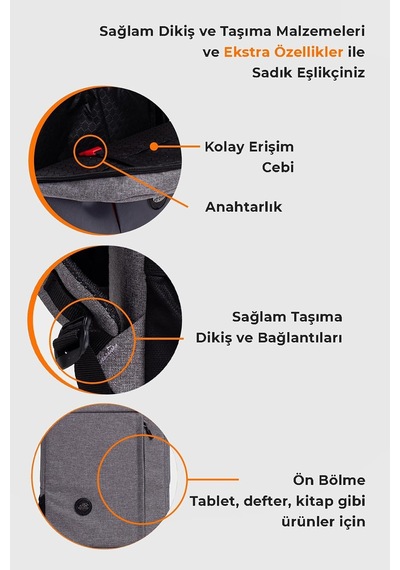Mypolo Premium 15.6 Slim Laptop Sırt Çantası, Günlük Sırt Çantası, Orta Boy, Unisex, Darbe Emici Eva Korumalı, Su İtici Kumaş