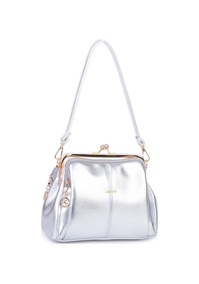 Nas Bag Burslu Klipsli Vintage Omuz Ve Çapraz Çanta 23x20 Cm Ebatlarındadır Gümüş
