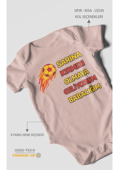 Morivokids Babaya Özel Kısa Kollu Bebek Body %100 Pamuk Pastel Pembe
