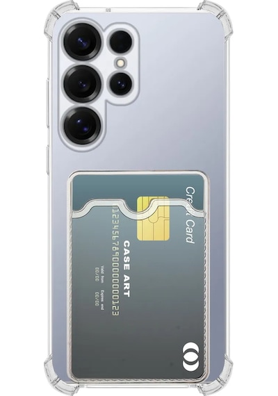 Samsung Galaxy Uyumlu S25 Ultra Kapak Kamera Korumalı Kartlıklı Darbe Emici Özellikli Şeffaf Silikon Kılıf Şeffaf