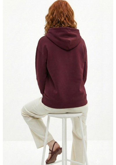 Uyguntarz Unisex Yumuşak Dokulu 3 İplik Maroon Oversize Sweatshirt Bordo