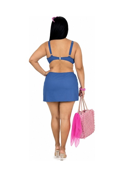Büyük Beden Geniş Üçgen Kalın Askılı Yırtmaç Detaylı Sabit Pedli Kadın Bikini Takım İndigo Büyük Beden Geniş Üçgen Kalın Askılı Yırtmaç Detaylı Sabit Pedli Kadın Bikini Takım İndigo
