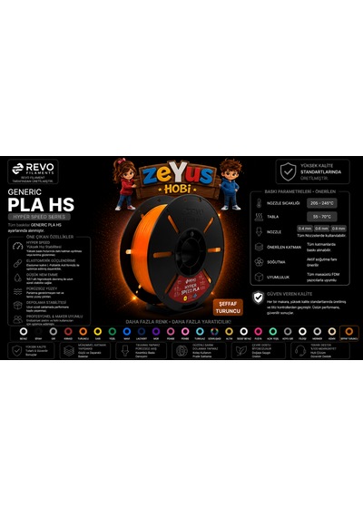 Generic Pla Hs Hyper Speed Filament Şeffaf Turuncu 1.75 Mm 1000 Gr