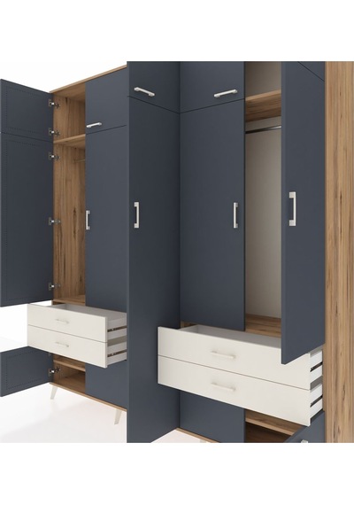 Hyperion Dolap 12 Raflı 4 Çekmeceli 2 Askılı 220x44x243 Çam-antrasit/aytaşı Antrasıt/aytası Hyperion Dolap 12 Raflı 4 Çekmeceli 2 Askılı 220x44x243 Çam-antrasit/aytaşı Antrasıt/aytası