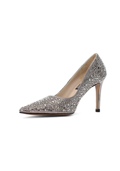 Kadın Platin Parlak İnce Topuklu Stiletto