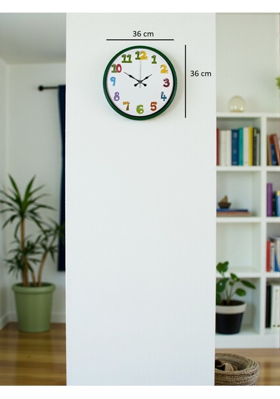 36 Cm Yeşil Çocuk Odası Duvar Saati Renkli 80305940