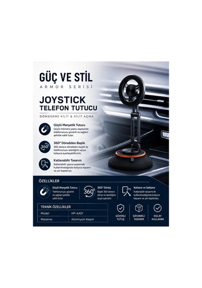 Hepu Hp-aa01 Güçlü Manyetik Katlanabilir 360 Döner Torpido Üstü Araç İçi Telefon Tutucu