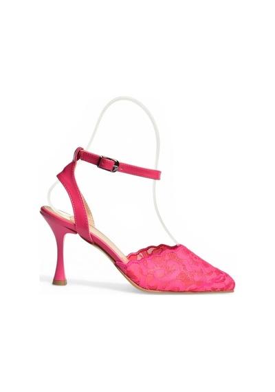Fox Shoes Y752044206 Fuşya Dantelli İnce Topuklu Kadın Ayakkabı