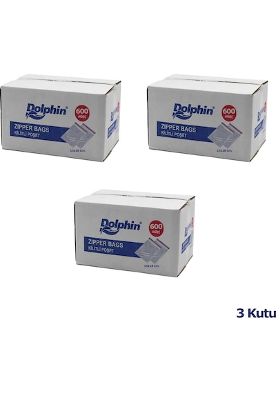 Dolphin Kilitli Şeffaf Buzdolabı Kilitli Saklama Poşeti Torba - 15x18 Cm. - 600 Adetlik 3 Kutu