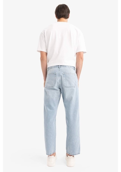 Defacto %100 Pamuk Relax Fit Geniş Paça Jean Kar Yıkamalı Pantolon E1376ax25smnm39 Mavi