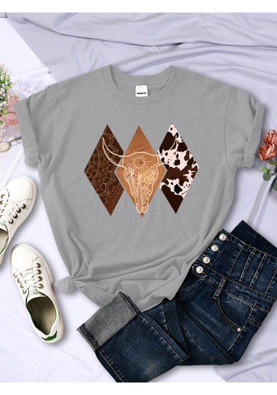 Noıssey Urban Pop Graphic Kadın Tişört Koleksiyonukod 5158 Gri