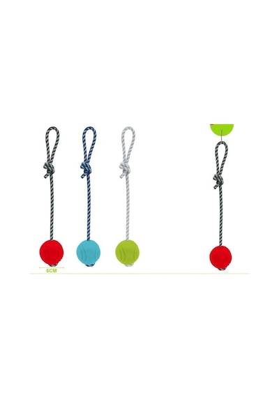 Nunbell Kauçuk Toplu Kordon Halatlı Köpek Oyuncağı 33 Cm Top 6 Cm