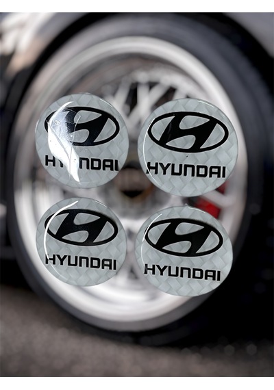 Hyundai Jant Göbeği Damla Etiket 4 Lü Oto Universal Jant Göbeği 3d Jant Arması Damla Sticker Seti Çok Renkli