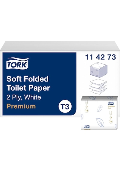 Tork 114273 Katlamalı Premium Tuvalet Kağıdı 2 Katlı 252x30 Yaprak