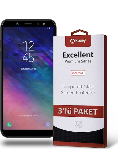 Samsung Galaxy A6 2018 ile Uyumlu Kırılmaz Cam Ekran Koruyucu Ekonomik 3'lü Paket