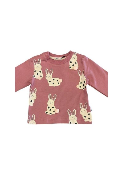 Zekids Kız Bebek Tavşan Baskılı Sweatshirt-14845 Gül Kurusu