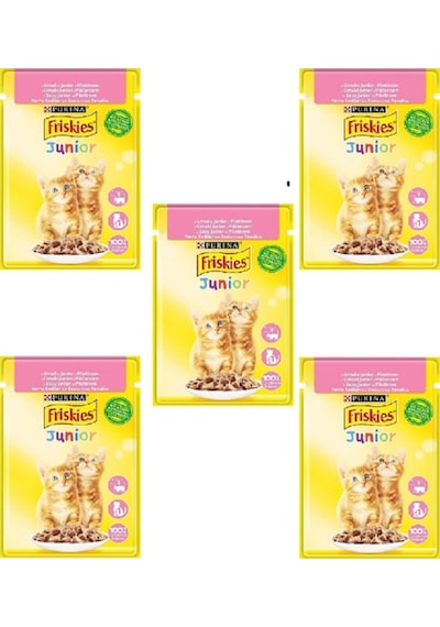5 Adet Friskies Junior Tavuklu Soslu Pouch Yavru Kedi Yaş Maması 85 Gr