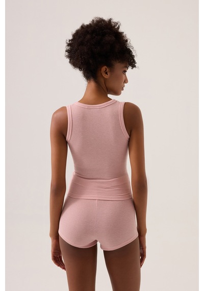 Los Ojos X Ece Pembe Modal Kumaşlı Askılı Şortlu Pijama Takımı Ribbed Pj3 Pembe Pembe