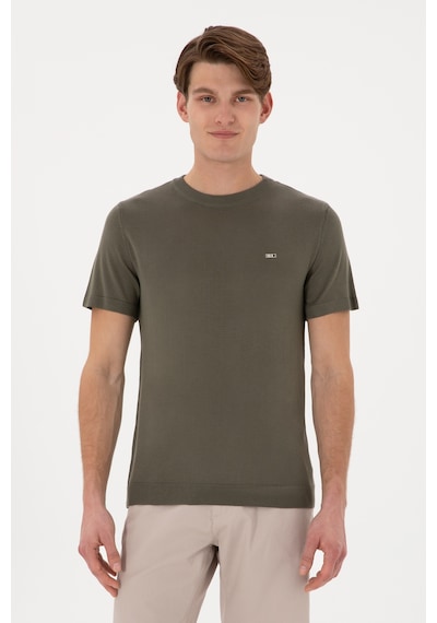 U.S. Polo Assn. Erkek Slim Fit Bisiklet Yaka Koyu Haki Tişört 50306456-VR111