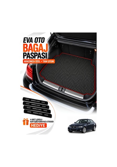 Bmw 3 Serisi-f30-sedan 2012-2019 Uyumlu Eva Bagaj Paspası Araca Özel Siyah-bordo