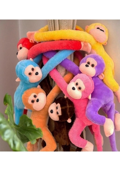Peluş Maymun. Elleri Yapışabilen Uyku Ve Oyun Arkadaşı -70 Cm Pembe