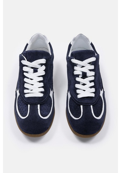 Team Lacivert Süet Hakiki Deri Kadın Sneaker Lacivert