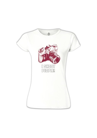 I Shoot People Beyaz Kadın Tshirt 001