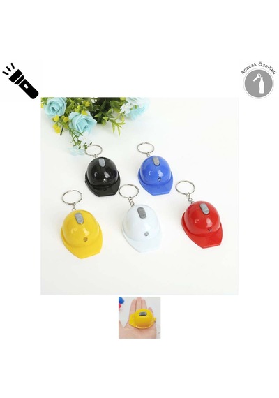 Fener Ve Açacak Özellikli Baret Anahtarlık Fonksiyonlu Anahtarlık 1 Adet Ebat: 5,7 Cm X 4,4 Cm Sarı