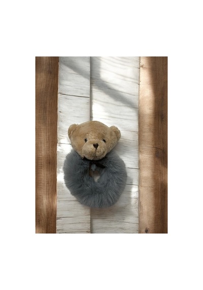 Ayıcıklı Peluş Simit Lastik Toka Gri - 673852555 Gri
