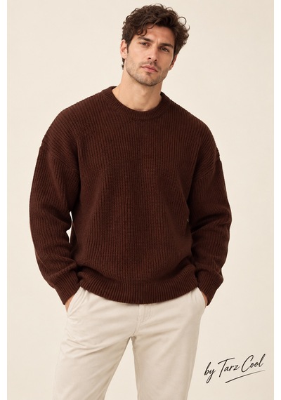 Cool Tarz Erkek Kahverengi Regular Fit Bisiklet Yaka Örgülü Triko Kahverengi Kahverengi Cool Tarz Erkek Kahverengi Regular Fit Bisiklet Yaka Örgülü Triko Kahverengi Kahverengi