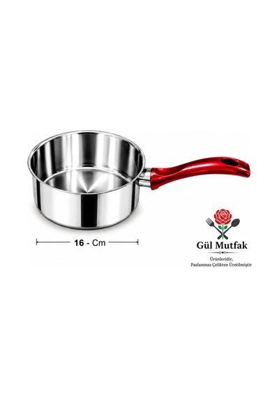 Gül Mutfak 2 Li Sütlük Ve Sosluk 16 Cm 14 Cm - Çok Amaçlı Yumurta Haşlama Ve Sos Tenceresi - Paslanmaz Çelik
