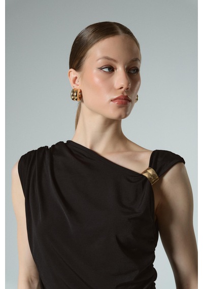 Buly Drape Elbise Siyah