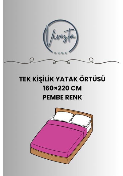%100 Pamuk Saçaklı Tek Kişilik Yatak Örtüsü 160x220 Şık Ve Modern Tasarım Pembe