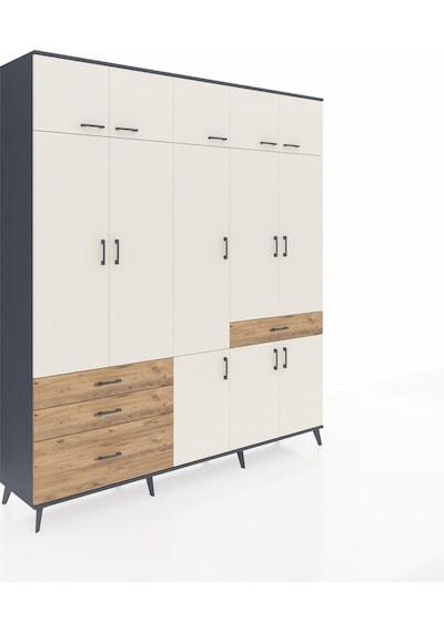Hyperion Dolap 8 Raflı 4 Çekmeceli 3 Askılı 220x44x243 Antrasit-aytaşı/çam Çok Renkli Hyperion Dolap 8 Raflı 4 Çekmeceli 3 Askılı 220x44x243 Antrasit-aytaşı/çam Çok Renkli