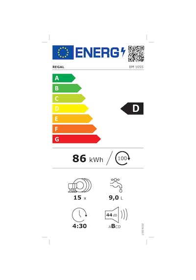 Regal BM 1055 10 Programlı 15 Kişilik Bulaşık Makinesi