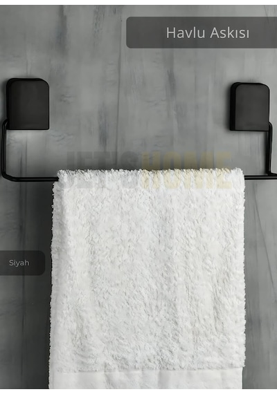 Jet's Home Havlu Askısı Paslanmaz Çelik Yapışkanlı Banyo Havluluk Düzenleyici Siyah Siyah
