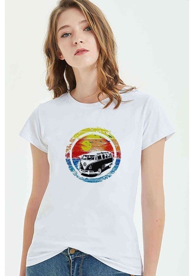 Plaj Classic Transit Baskılı Beyaz Kadın Tshirt