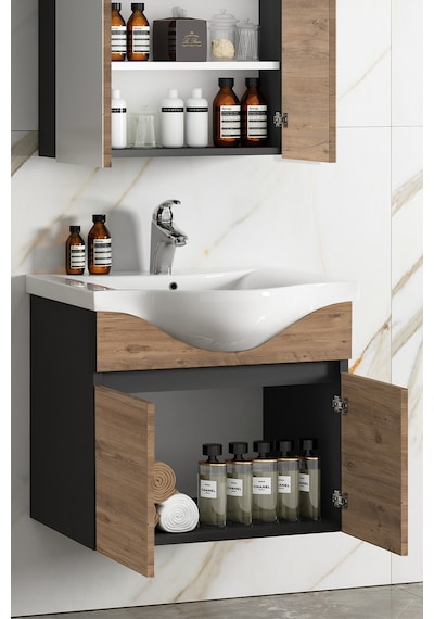Yıldız 55 Cm Antrasit Gri Mat-Atlantik Çam Mdf Seramik Lavabolu Asma Banyo Alt Dolabı Antrasit - Atlantik Çam Yıldız 55 Cm Antrasit Gri Mat-Atlantik Çam Mdf Seramik Lavabolu Asma Banyo Alt Dolabı Antrasit - Atlantik Çam