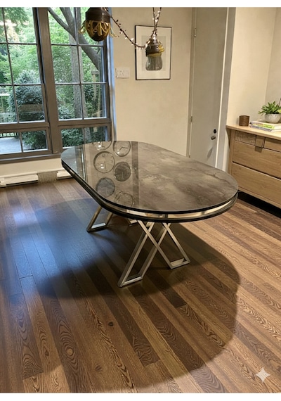 Msy Home İroni Gold/krom Detaylı Lake Panel 90 170 Cm Oval Masa İroni Krom
