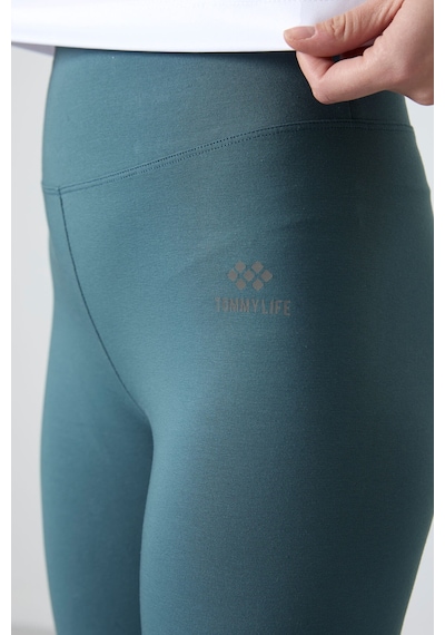 Tommylife Tommy Life Orman Yeşili Yüksek Bel Toparlayıcı Slim Fit Dar Paça Kadın Tayt - 94011 Yeşil