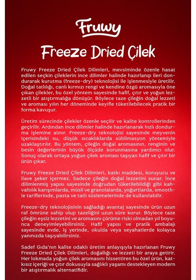 Freeze Dried Çilek Kova Dondurularak Kurutulmuş Çilek Diğer