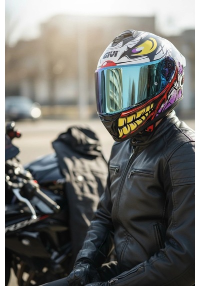 Gıvı 50.x Joke  1 Renkli 1 Şeffaf Vizörlü Motosiklet Kask Lacivert Vizör + Şeffaf