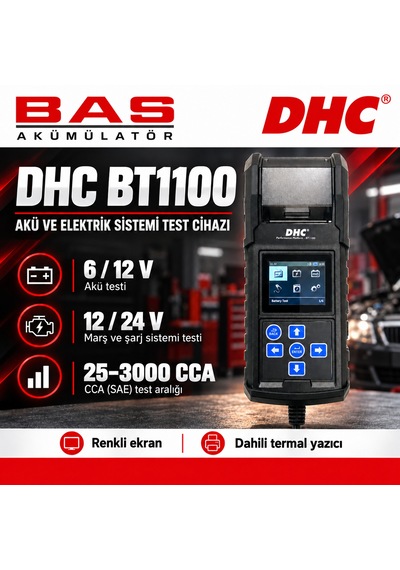 Bt1100 Akü Test Cihazı 6v 12v 40-2000 Cca Termal Yazıcılı