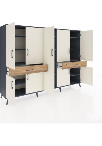 Hyperion Dolap 12 Raflı 2 Çekmeceli 8 Kapaklı 220x44x163 Antrasit Antrasit-aytaşı/çam Hyperion Dolap 12 Raflı 2 Çekmeceli 8 Kapaklı 220x44x163 Antrasit Antrasit-aytaşı/çam