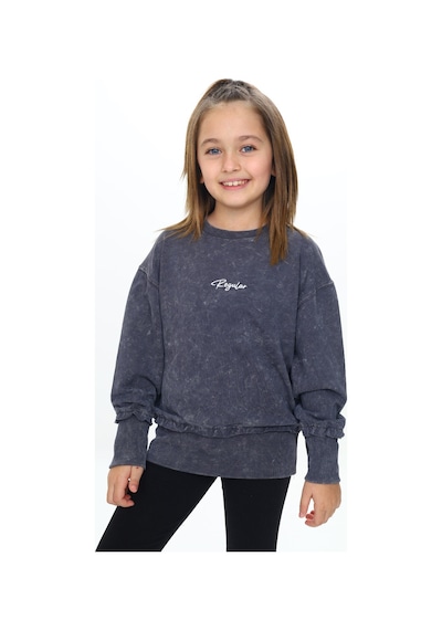 Toontoy Kız Çocuk Yıkamalı Nakışlı Sweatshirt Bordo