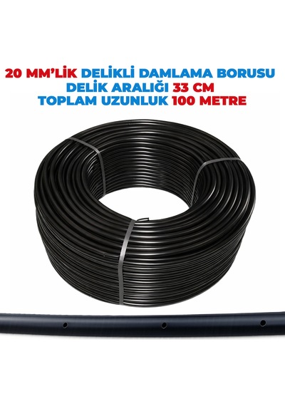 20 Mm Lik Delik Aralığı 33 Cm Delikli Damlama Hortumu Basınca Dayanıklı Bahçe Sulama 200 Metre