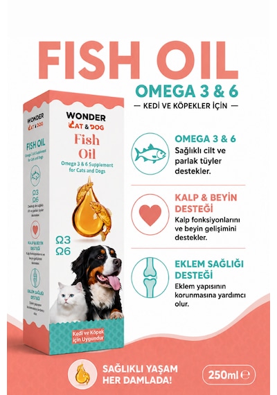 Wondercat & Wonderdog Kediler Ve Köpekler İçin Balık Yağı 250 Ml